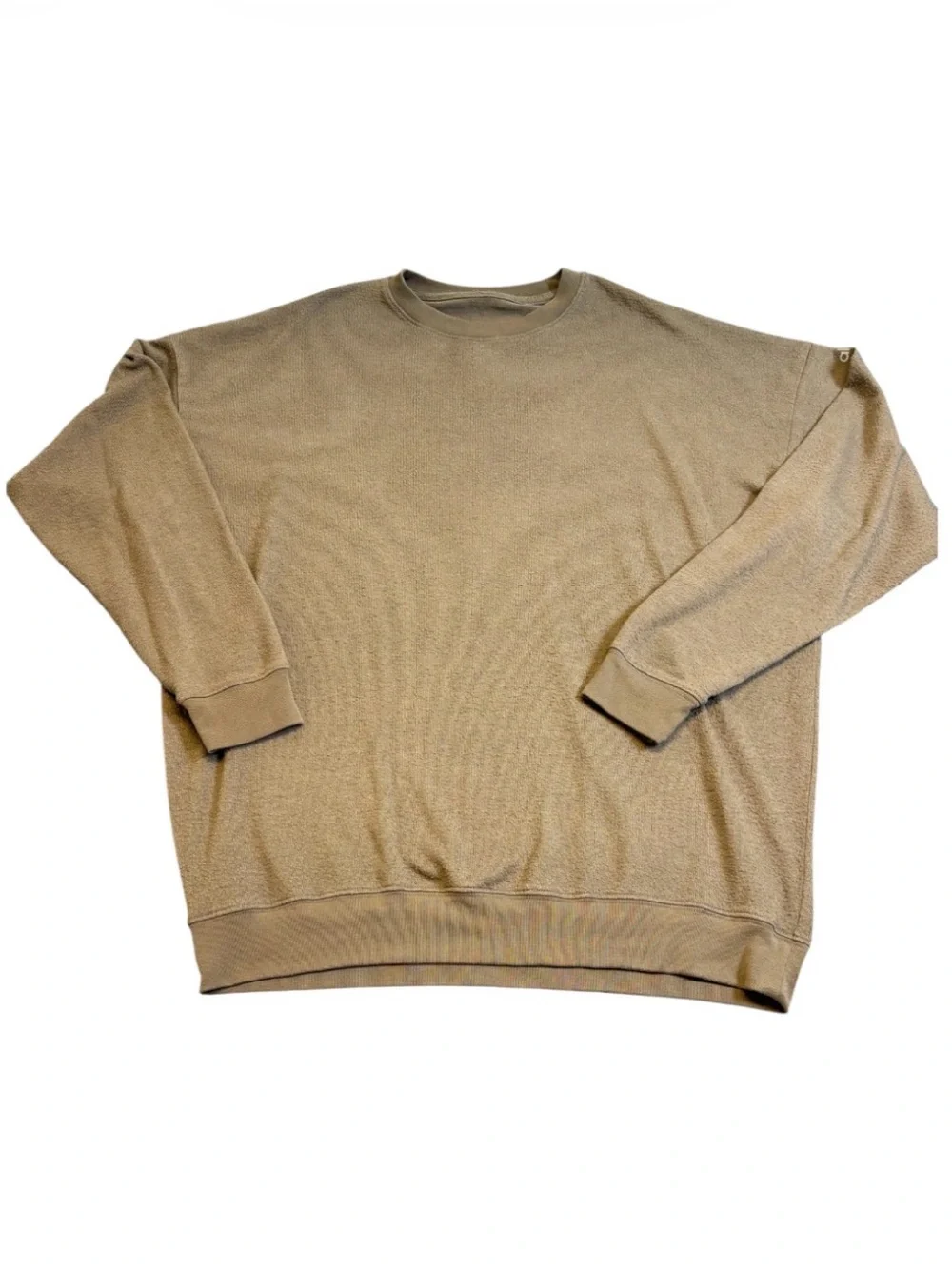 Alo Yoga Soho Oversized Crewneck Sweatshirt Heather Taupe Large GUC Logo